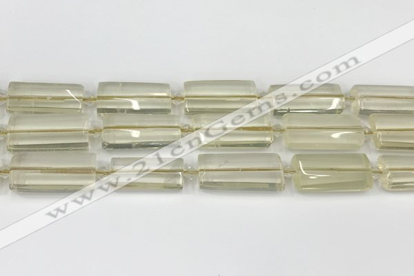 CTB858 13*25mm - 15*28mm faceted flat tube lemon quartz beads