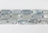 CTB859 13*25mm - 15*28mm faceted flat tube aquamarine beads