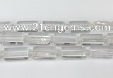 CTB860 13*25mm - 15*28mm faceted flat tube white crystal beads