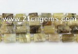 CTB871 13*25mm - 14*19mm faceted tube yellow opal beads