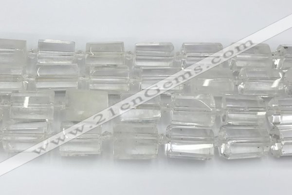 CTB875 13*25mm - 14*19mm faceted tube yellow white crystal beads