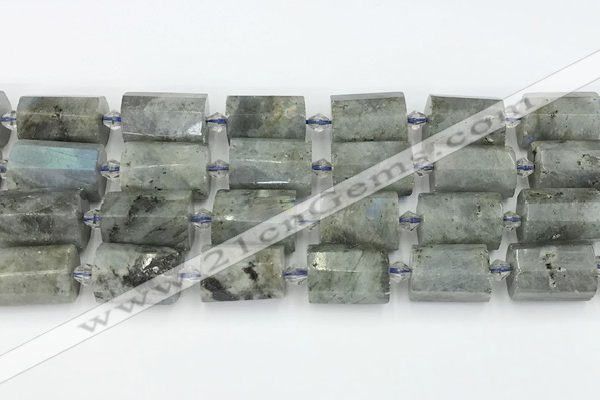 CTB878 13*25mm - 14*19mm faceted tube labradorite beads