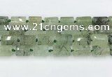 CTB881 13*25mm - 14*19mm faceted tube green rutilated quartz beads