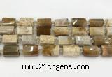 CTB890 15.5 inches 13*25mm - 14*19mm faceted tube fossil coral beads