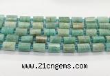 CTB898 15.5 inches 10*14mm faceted tube amazonite gemstone beads