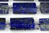 CTB935 13*25mm - 15*28mm faceted flat tube lapis lazuli beads