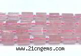 CTB943 15 inches 13*25mm - 14*19mm faceted tube rose quartz beads