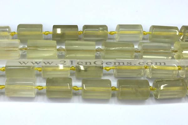 CTB945 15 inches 13*25mm - 14*19mm faceted tube lemon quartz beads