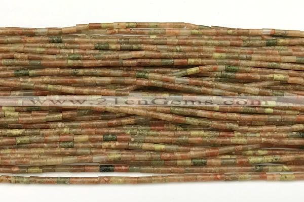 CTB974 15 inches 2*4mm tube unakite beads