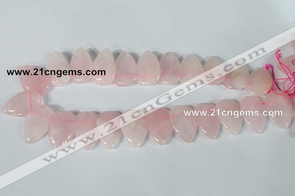 CTD01 Top drilled 22*30mm flat teardrop rose quartz beads