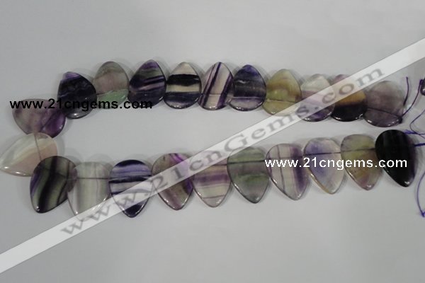 CTD06 Top drilled 22*30mm flat teardrop fluorite gemstone beads