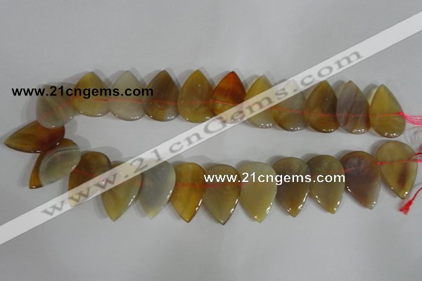 CTD08 Top drilled 22*30mm flat teardrop agate gemstone beads