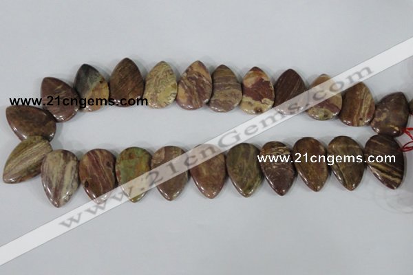 CTD09 Top drilled 22*30mm flat teardrop jasper gemstone beads