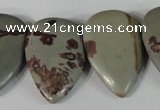 CTD11 Top drilled 22*30mm flat teardrop red artistic jasper beads