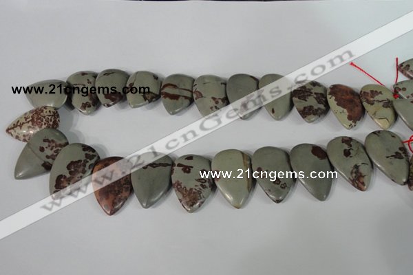 CTD11 Top drilled 22*30mm flat teardrop red artistic jasper beads