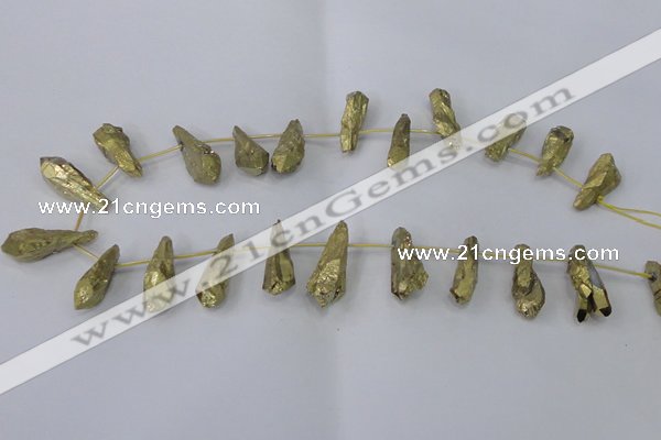 CTD1111 Top drilled 8*25mm - 10*30mm nuggets plated quartz beads