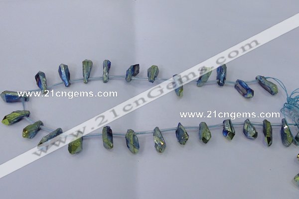 CTD1116 Top drilled 8*25mm - 10*30mm nuggets plated quartz beads