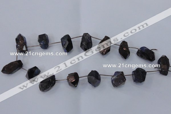 CTD1120 Top drilled 13*18mm - 18*25mm nuggets plated quartz beads