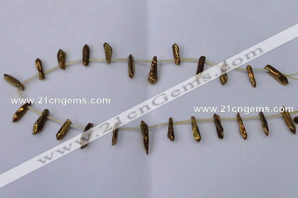 CTD1130 Top drilled 4*12mm - 6*20mm nuggets plated quartz beads