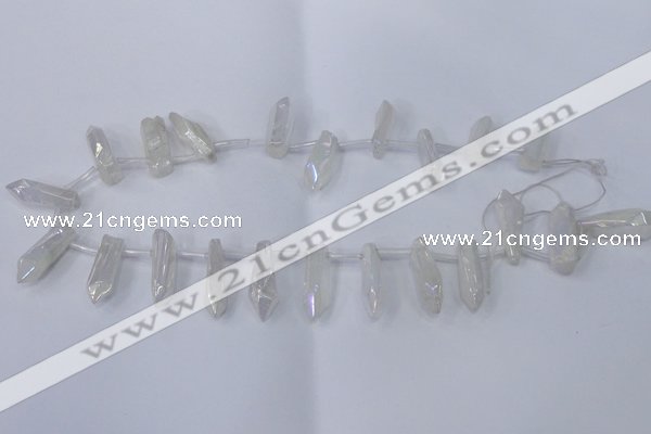 CTD1135 Top drilled 6*20mm - 8*25mm nuggets plated quartz beads