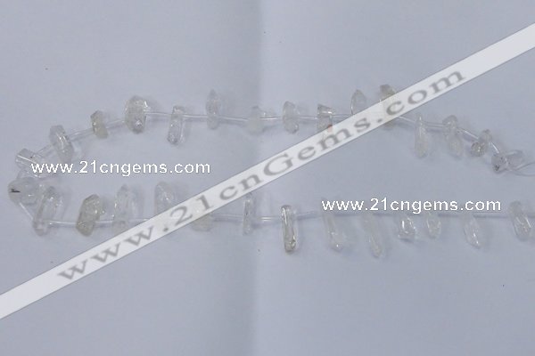 CTD1140 Top drilled 5*12mm - 6*18mm nuggets white crystal beads