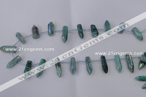 CTD1146 Top drilled 8*20mm - 10*30mm sticks plated quartz beads