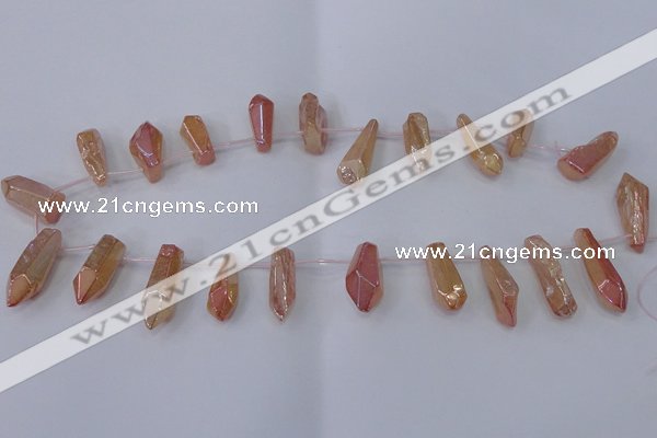 CTD1150 Top drilled 8*20mm - 10*30mm sticks plated quartz beads