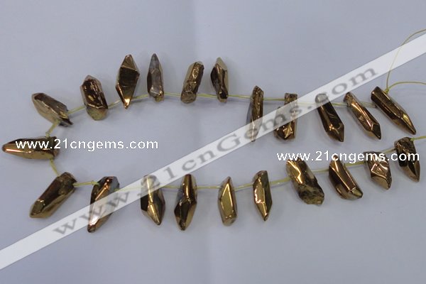 CTD1152 Top drilled 8*20mm - 10*30mm sticks plated quartz beads