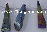 CTD1163 Top drilled 8*25mm - 10*35mm freeform plated quartz beads
