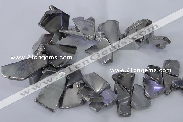 CTD1166 Top drilled 15*25mm - 30*40mm freeform plated agate beads