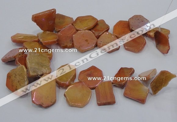 CTD1173 Top drilled 15*25mm - 30*40mm freeform plated agate beads