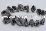 CTD1175 Top drilled 25*30mm - 35*40mm freeform plated druzy quartz  beads