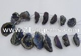 CTD1177 Top drilled 25*30mm - 35*40mm freeform plated druzy quartz  beads