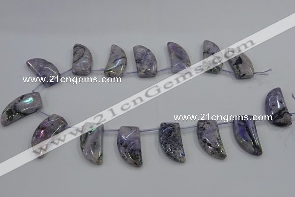 CTD1185 Top drilled 15*30mm - 16*32mm horn plated quartz beads