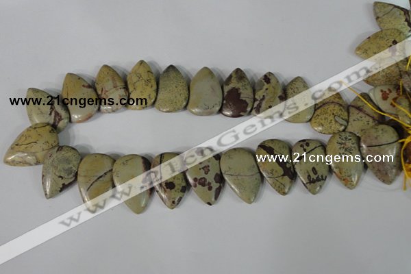 CTD12 Top drilled 22*30mm flat teardrop artistic jasper beads