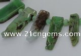 CTD1204 Top drilled 5*15mm - 8*35mm sticks Australia chrysoprase beads