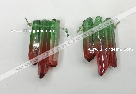 CTD1223 Top drilled 7*30mm - 9*45mm sticks plated quartz beads