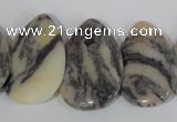 CTD15 Top drilled 22*30mm flat teardrop zebra jasper beads