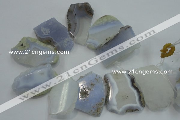 CTD1515 Top drilled 30*45mm - 35*60mm freeform blue lace agate slab beads