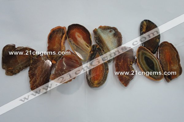 CTD1518 Top drilled 20*50mm - 30*65mm freeform agate slab beads