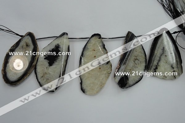 CTD1533 Top drilled 30*65mm - 40*75mm freeform agate slab beads