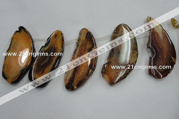 CTD1534 Top drilled 30*65mm - 35*80mm freeform agate slab beads