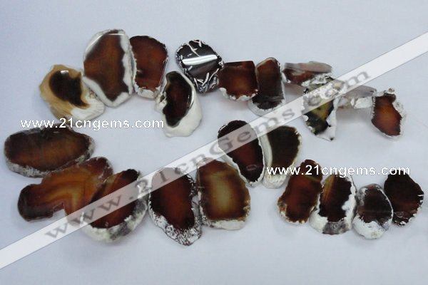 CTD1552 Top drilled 20*25mm - 35*45mm freeform agate slab beads