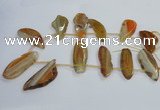 CTD1567 Top drilled 15*45mm - 25*60mm freeform agate slab beads