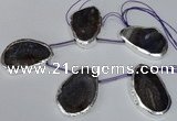 CTD1575 30*45mm - 35*50mm freeform agate beads with brass setting