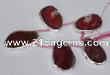 CTD1577 30*45mm - 35*50mm freeform agate beads with brass setting