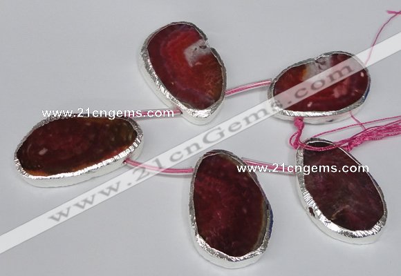 CTD1577 30*45mm - 35*50mm freeform agate beads with brass setting