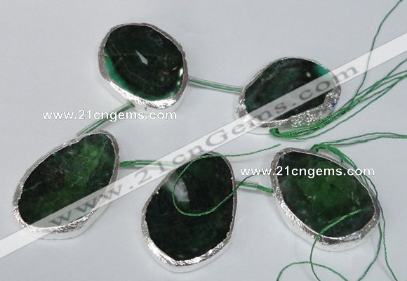 CTD1578 30*45mm - 35*50mm freeform agate beads with brass setting