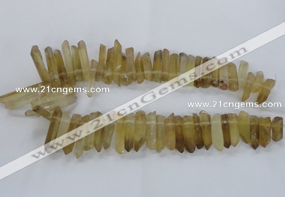 CTD1592 Top drilled 6*20mm - 8*45mm sticks lemon quartz beads