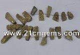 CTD1612 Top drilled 13*25mm - 15*45mm freeform plated druzy quartz beads